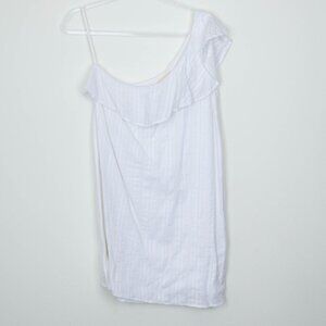 Cloth & Stone Womens One Shoulder Ruffle Dress‎ Size M White Minimalist Beachy